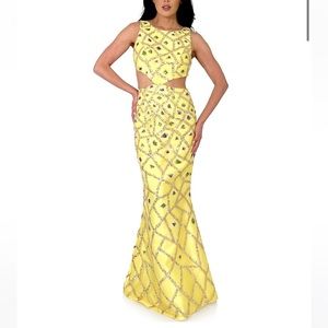 Marc Defang gown with cut outs